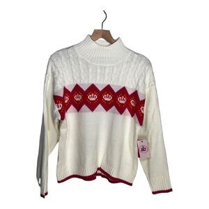 Juicy Couture Mock Neck Sweater Women’s XL White Pink NWT